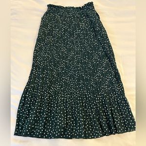 Small High Elastic Waist Green Maxi Skirt